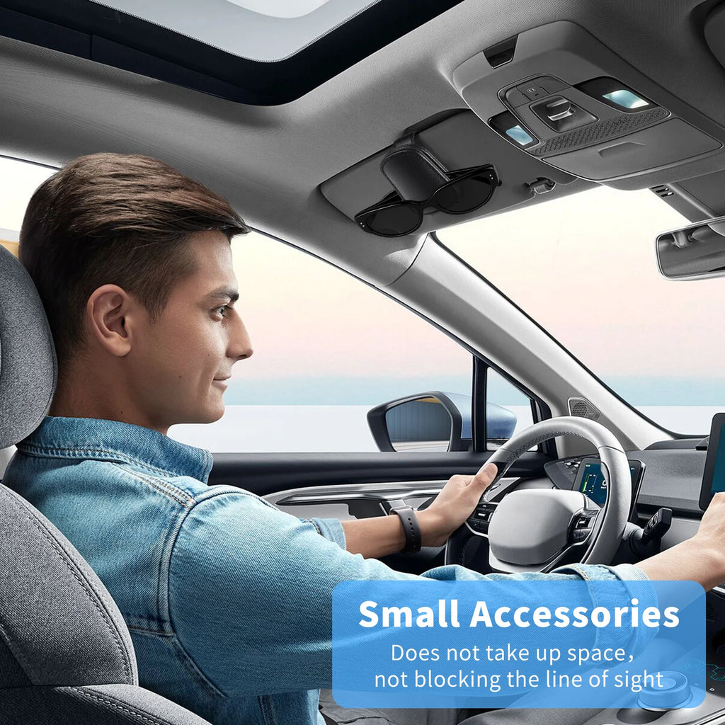 Magnetic Car Sunglasses Holder Clip Sun Visor Glasses Clips PU Leather Magnetic Suction Ticket Card Clip Auto Accessories