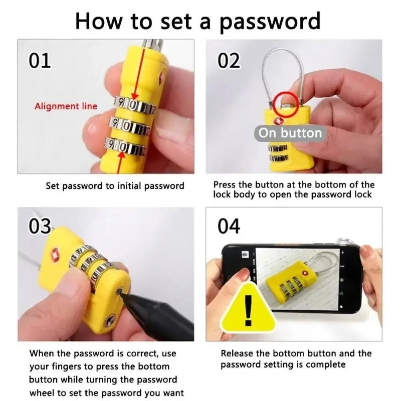TSA Approved 3 Digit Travel Combination Lock, Changeable Password Zinc Alloy Luggage Suitcase Security Padlock