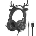 RGB Gaming Earphones with High-Definition Flexible Microphone 3.5mm Gaming Earphones Detachable Cat Ears and Deer Antlers