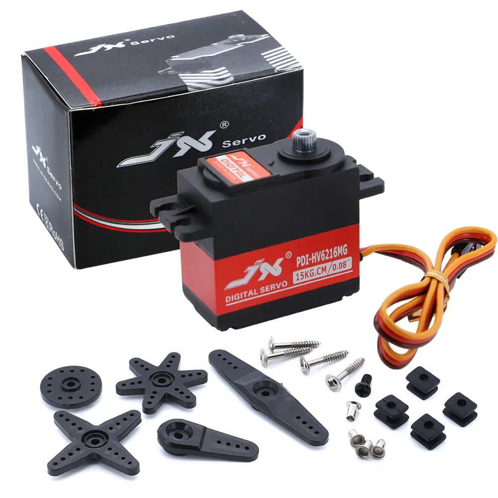 JX Standard Motor Digital Waterproof Servo 15kg 8.4V PDI-HV6216MG High Torque Metal Gear Model Aircraft RC Remote Control Cars