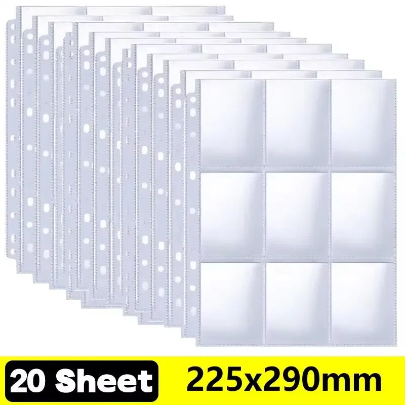 A4 Size 9 Pocket Trading Gaming Card Sleeves Double Side Storage Album Binder Pages Card Collection Holders Idol Photo Albums