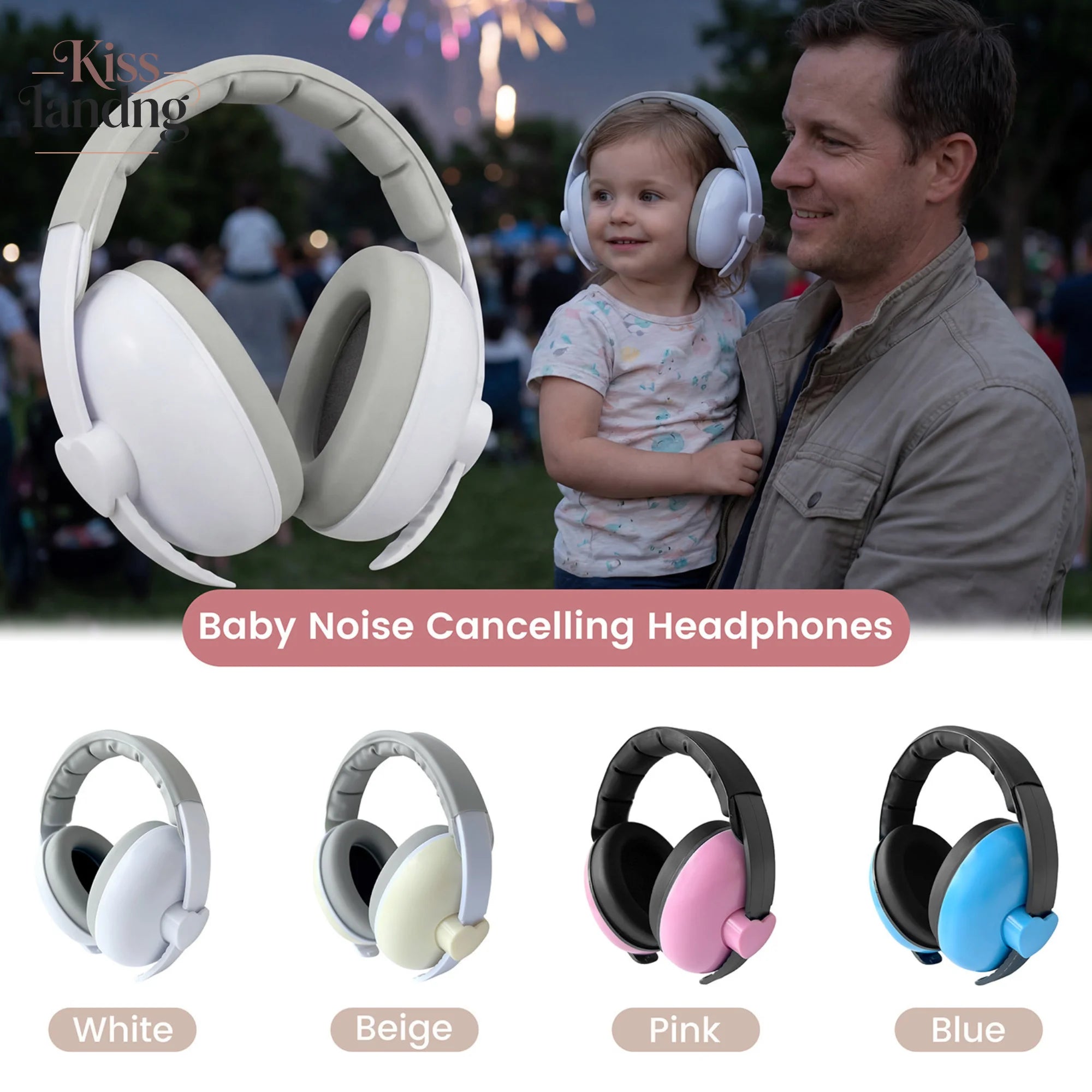 Baby Noise Cancelling Headphones | Adjustable Infant Hearing Protection Earmuffs for Airplanes, Concerts & Events