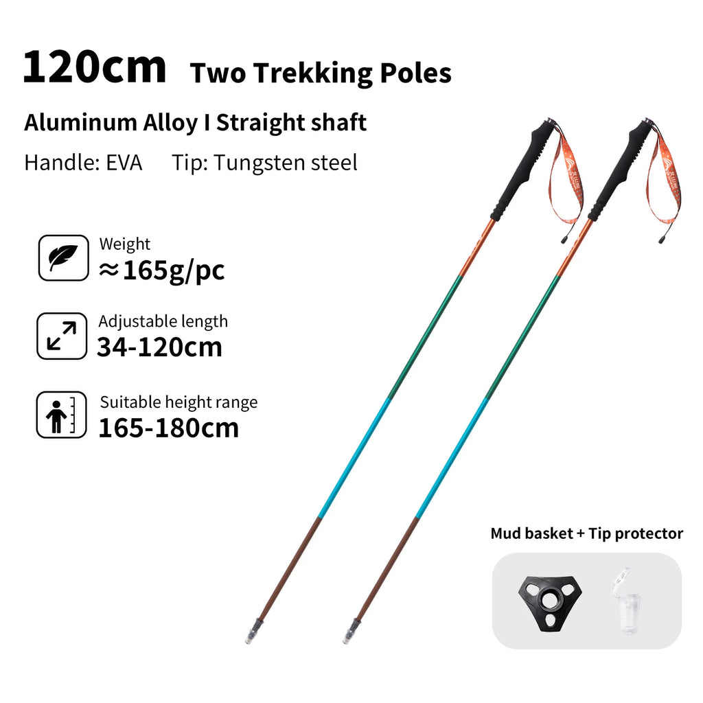 BISINNA 2pcs Trekking Poles Ultralight Aluminum Alloy Hiking Foldable Climbing Sticks Outdoor Mountaineering Trail Running Canes