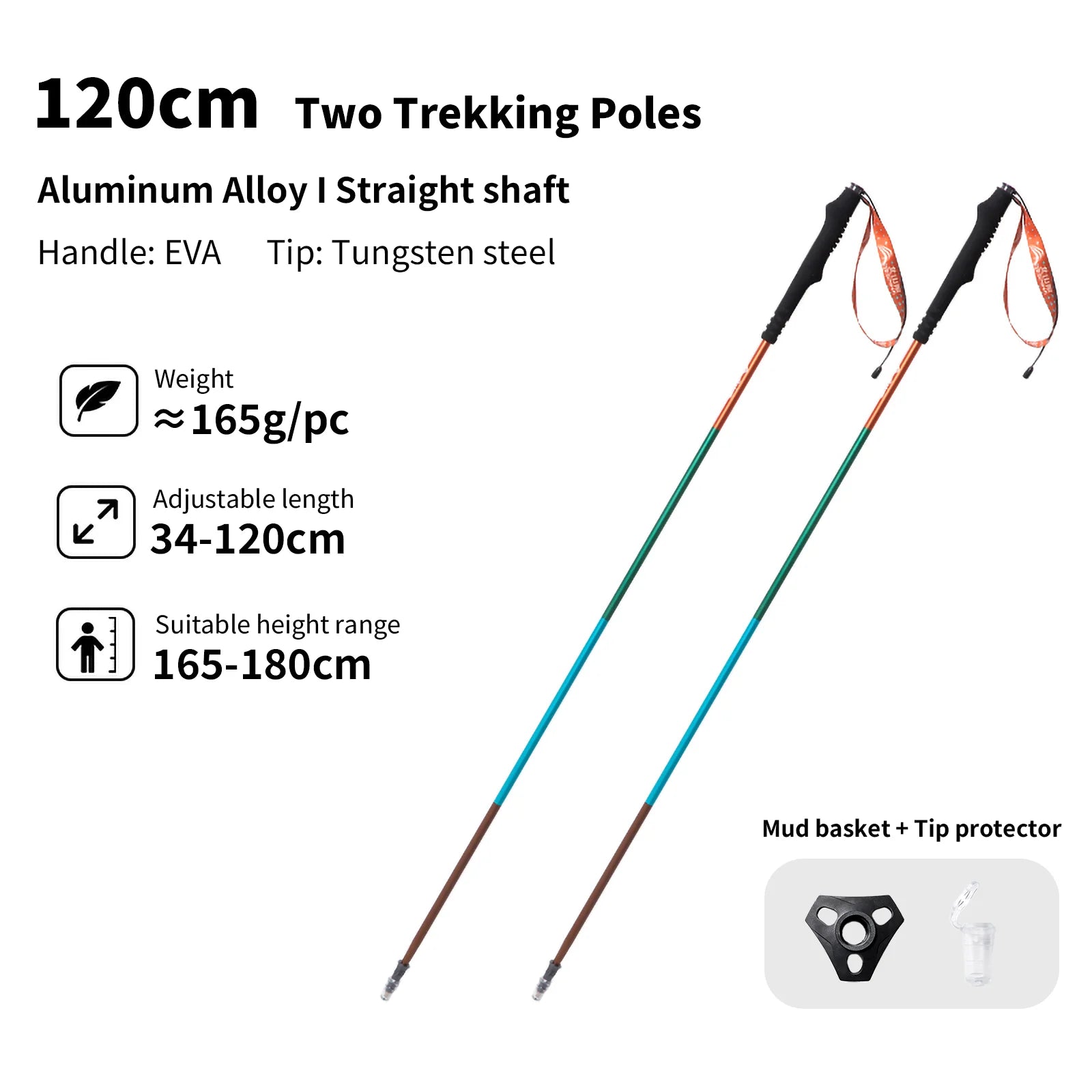 BISINNA 2pcs Trekking Poles Ultralight Aluminum Alloy Hiking Foldable Climbing Sticks Outdoor Mountaineering Trail Running Canes