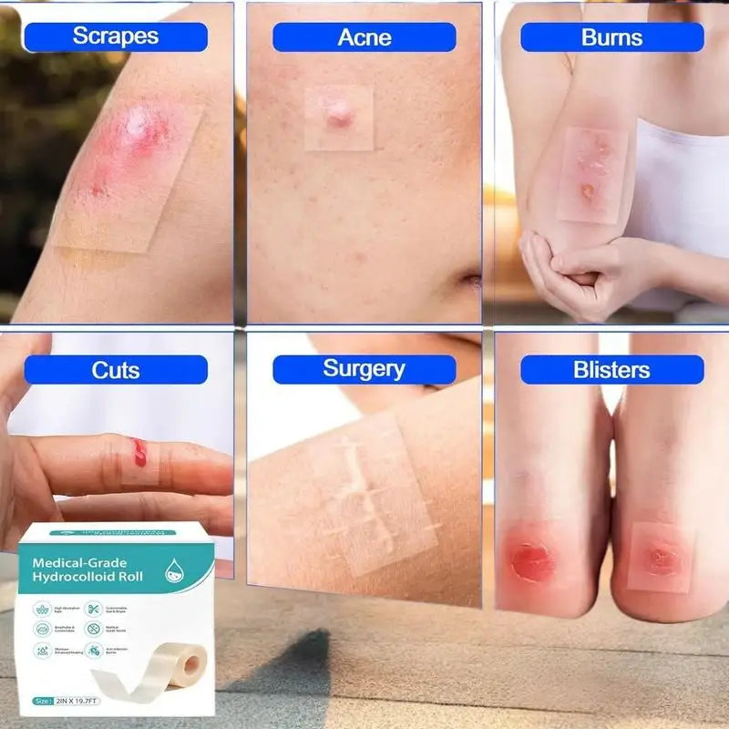 {YY30} 1 Roll Hydrocolloid Band Aid Dressings For Effective Wound Care Extra Thin Soft Waterproof Self-Adhesive Scar Cover Tape