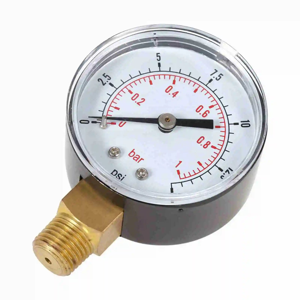 1/4" NPT Thread 50mm 0~60psi/0~15psi 0~4bar/0~1bar  Pool Filter Water Pressure Dial Hydraulic Pressure Gauge Meter Manometer