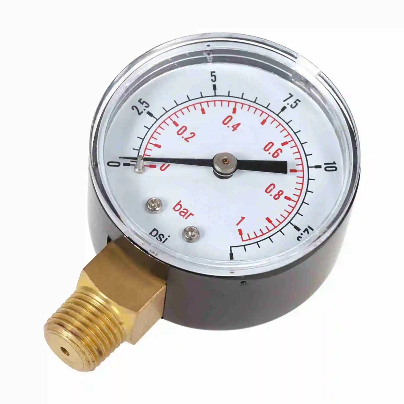 1/4" NPT Thread 50mm 0~60psi/0~15psi 0~4bar/0~1bar  Pool Filter Water Pressure Dial Hydraulic Pressure Gauge Meter Manometer
