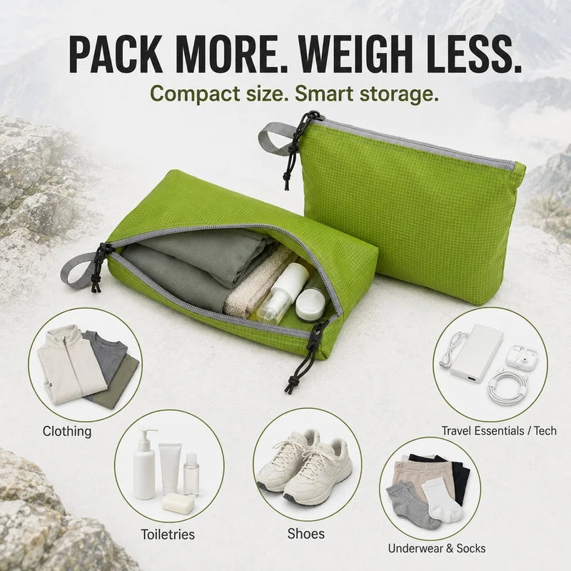 Ultralight Waterproof Travel Storage Bag Silicone Coated Nylon Organizer Pouch Clip On Camping Hiking Backpack Gear Packing Bag