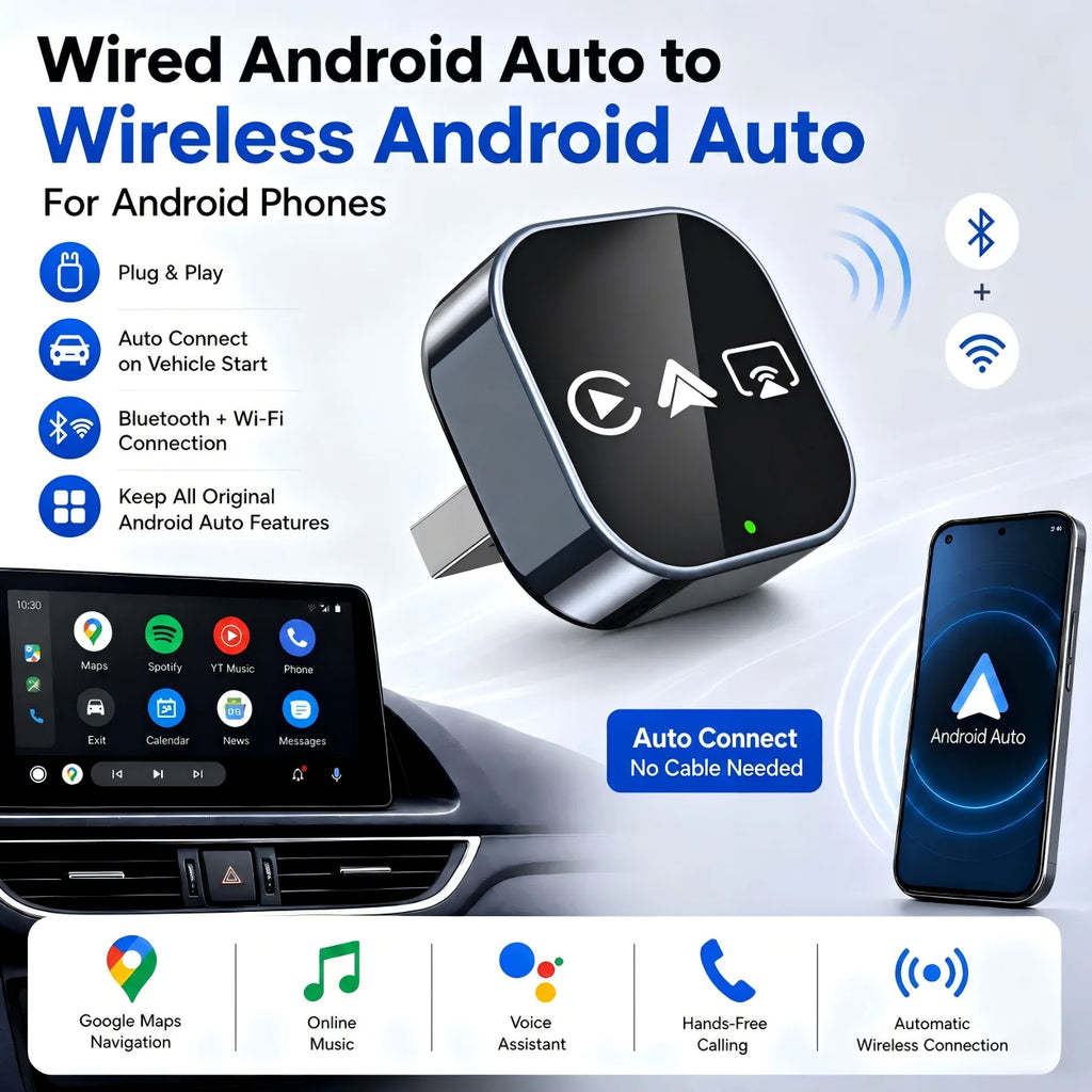 4 in 1 Wireless CarPlay Android Auto Adapter Wired To Wireless Converter AirPlay Miracast Mirror Link USB Plug & Play Mini Size