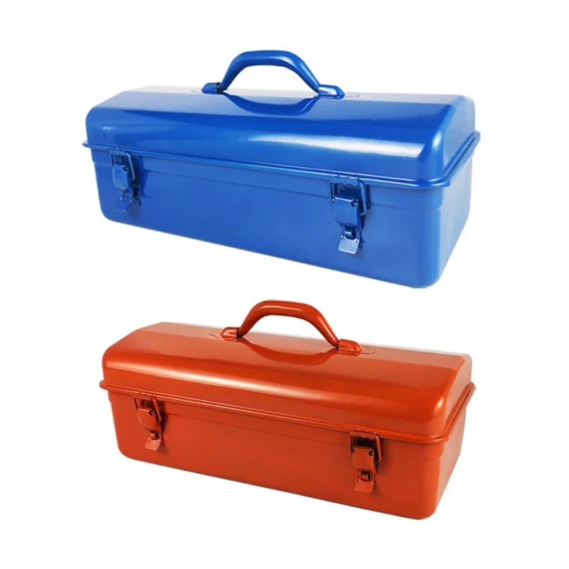 Portable Metal Storage Case with Top Handle and Front Closures for Home Repair, Garage Carry, and Workshop Use D2RD