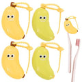 4 Pcs Banana Toothbrush Cover, Banana-Shaped Toothbrush Travel Case with Toothpaste Dispenser, Portable Brush Travel Case for H