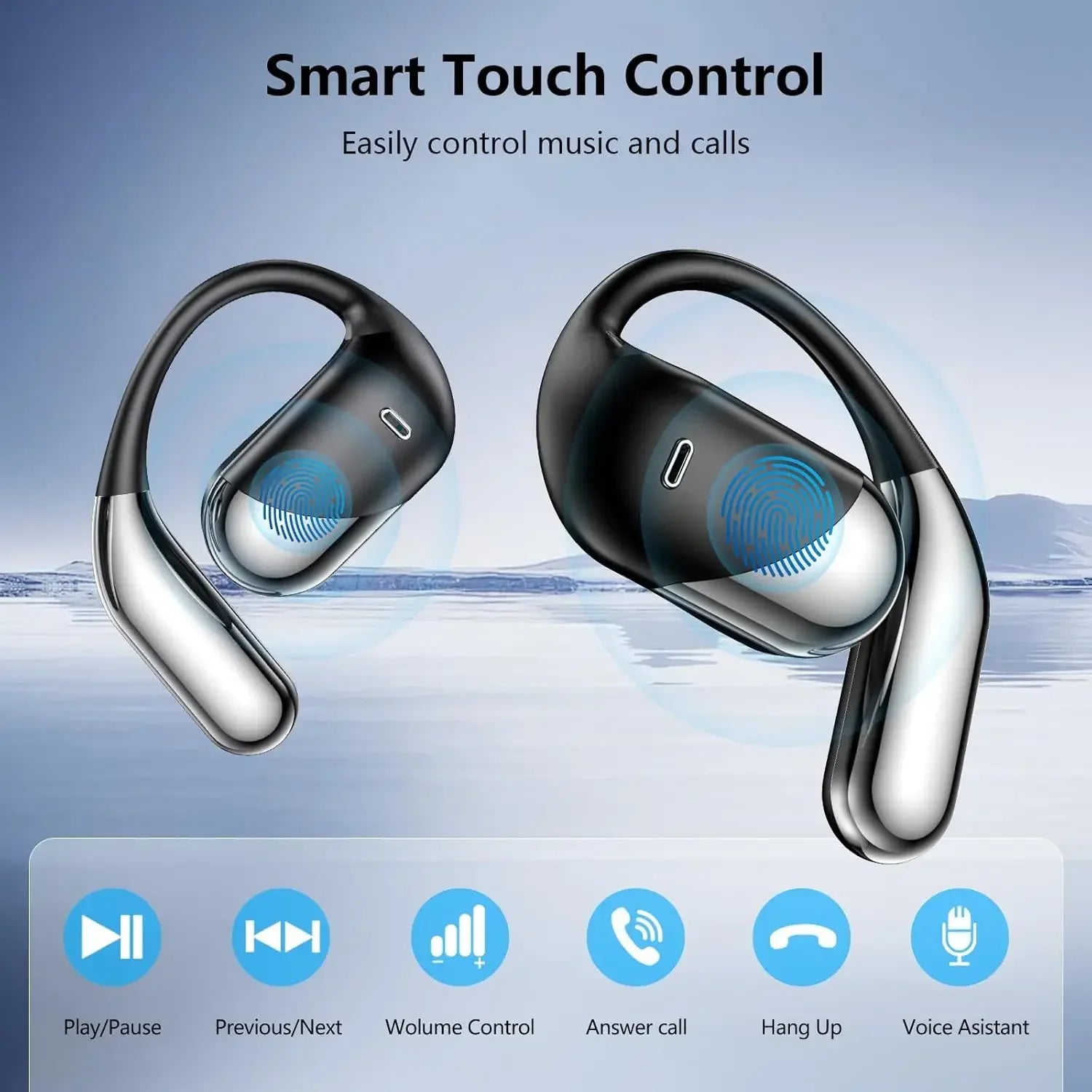 Q16H3 Bluetooth V6.1 AI Translation Earphones OWS Sport Headphone Comfortable Ultra-light Earhook Wireless Headphone with Mic