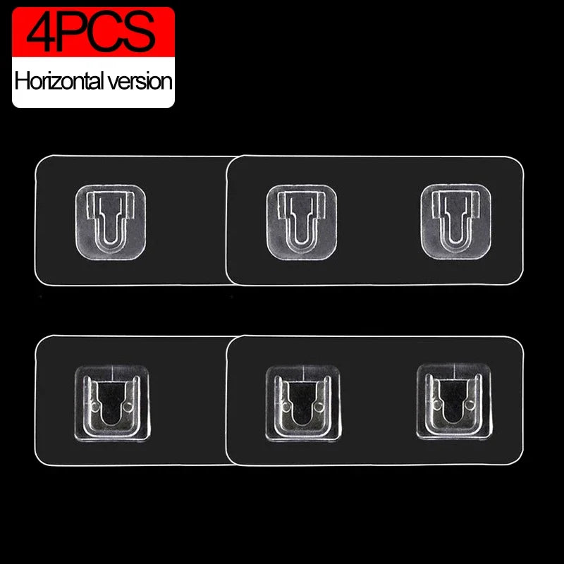 Double-Sided Adhesive Wall Hooks Hanger Strong Transparent Suction Cup Sucker Hooks Kitchen Bathroom Storage Plug Socket Holders
