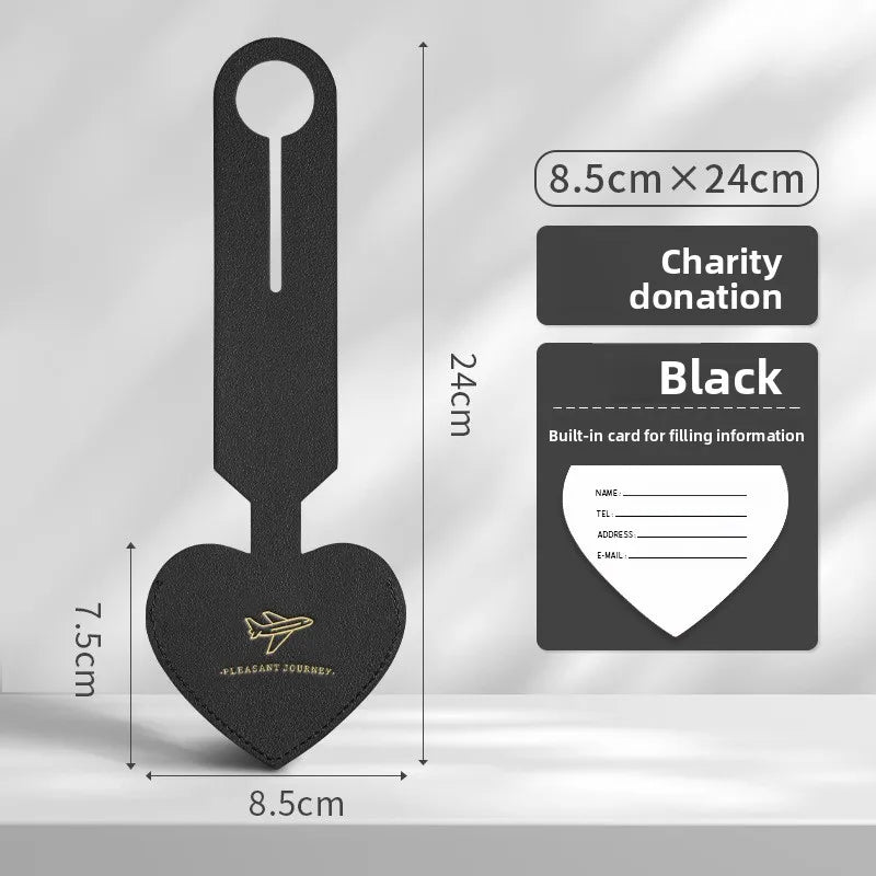 Korean Heart Shaped PU Luggage Tags Women Men Holiday Travel Accessories Suitcase Tag Name ID Address Lable Bag Tags for Luggage
