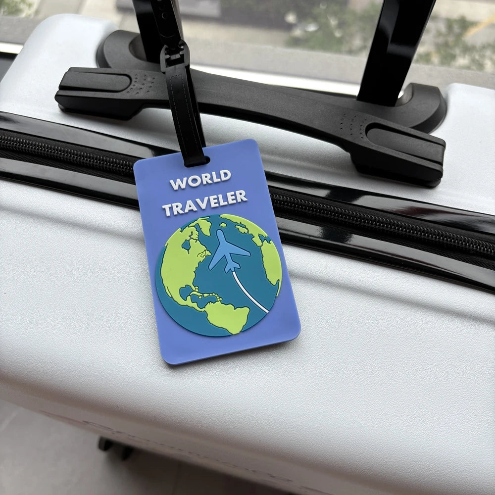 1/2Pcs Earth Style Luggage Tag Pendant Luggage Bag Station Airport Travel Anti-Loss Tag Can Write Information Identification Label