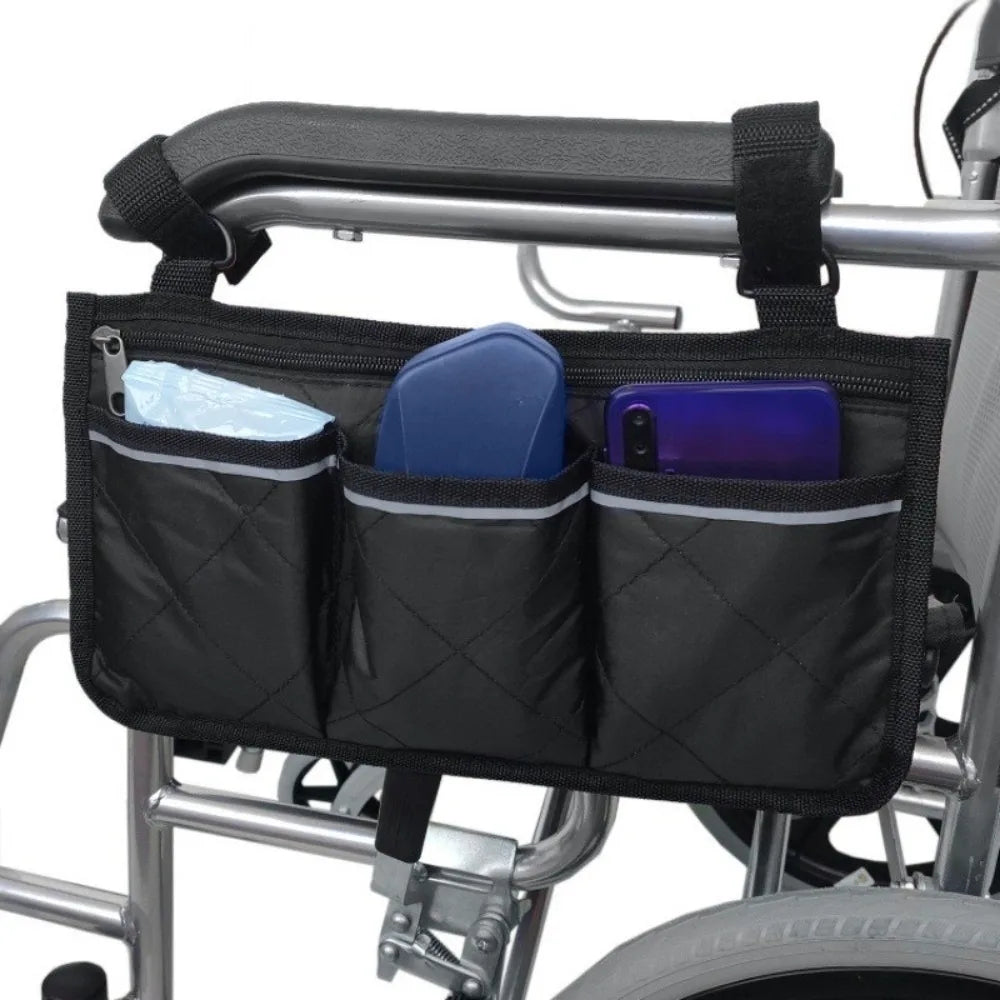 Multi-pocket Wheelchair Hanging Bag Multifunctional Waterproof Arm Rest Pouch Large Capacity Stroller Hanging Bag Stroller