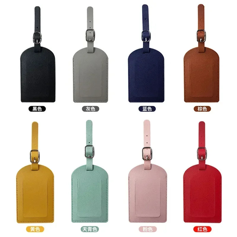 1PC PU Leather Luggage Tag Women Men Flight Holiday Travel Accessories Suitcase Tags Name ID Address Lable Bag Tags for Luggage