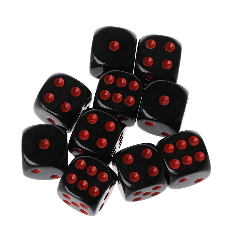 10Pcs 15mm Multicolor Acrylic Cube Dice Set Six Sides Portable Table Games Toy