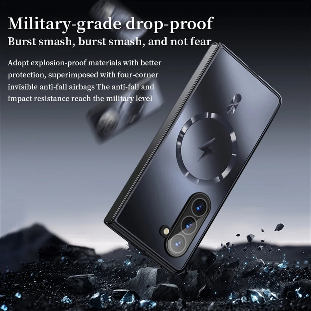 Luxury For Magsafe Wireless Charging Matte Frosted AG Case For Samsung Z Fold 8 7 6 zfold 5 4 3 Full Lens Protection Back Cover