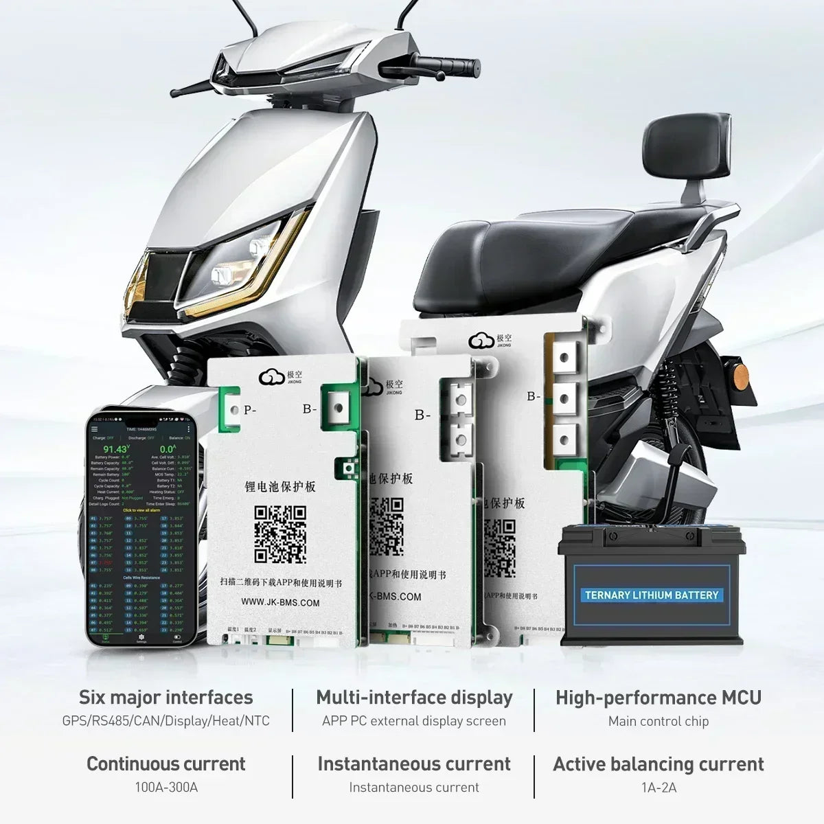 JIKONG JK-B2A8S20P BMS Lifepo4 Li-Ion Lto Battery 200A Active Balanced Smart BMS 4S-8S 12V/24V Active Balance Current 2A