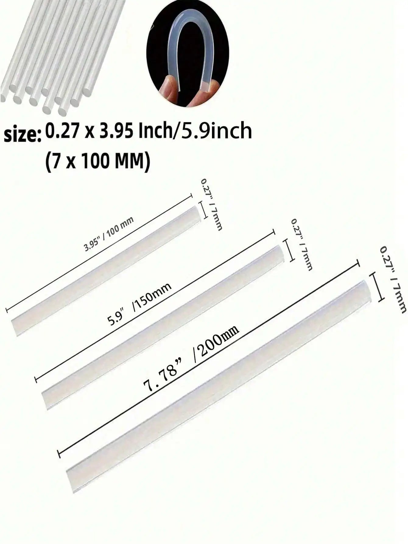 10pcs Hot Melt Glue Sticks, High Viscosity Adhesive For Household DIY, Melting Gun Glue Sticks Diameter 7mm/ Length 100mm, 150mm