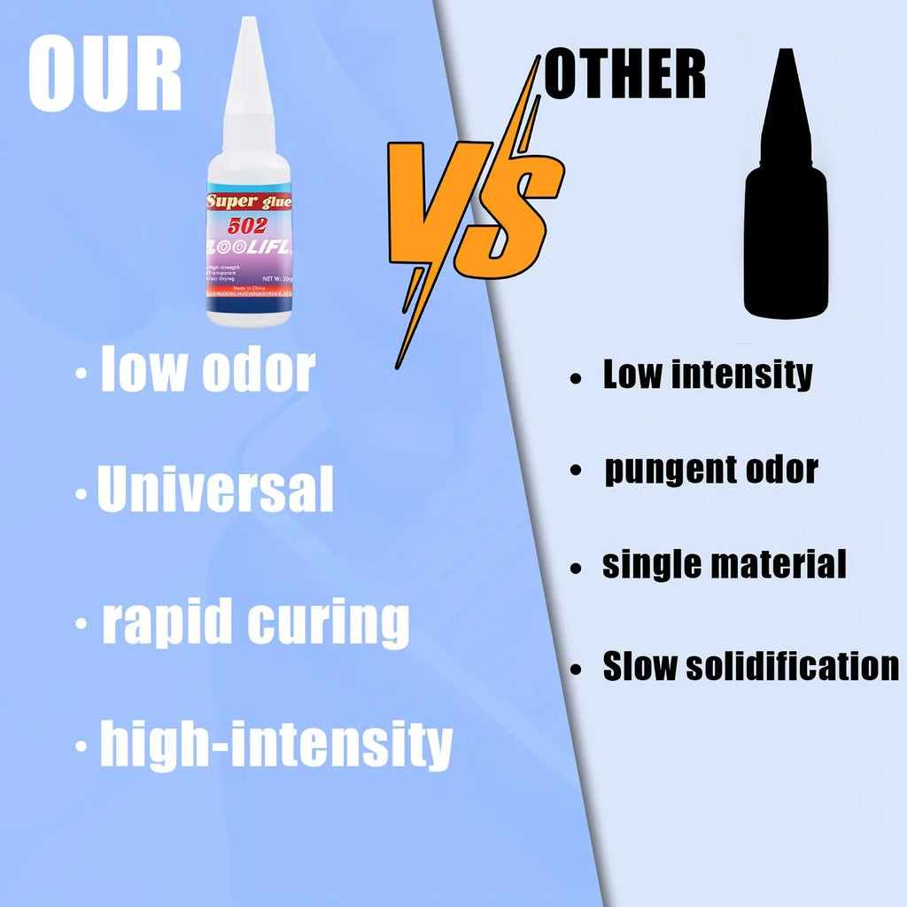 502 Super Glue Waterproof Fast Bonding Clear Adhesive for Glass Window Crystal Ceramic Home Repair