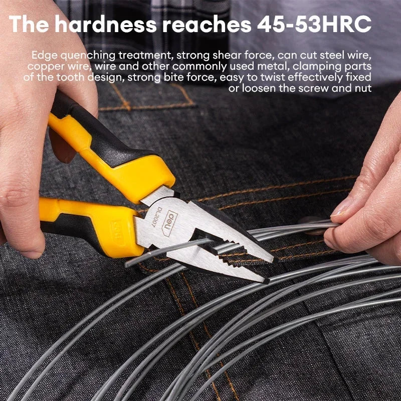 Deli 6/7/8 Inch Linesman Pliers Combination Pliers with Wire Cutter for Twisting Cutting Wires and Clamping Screws Crimping Tool
