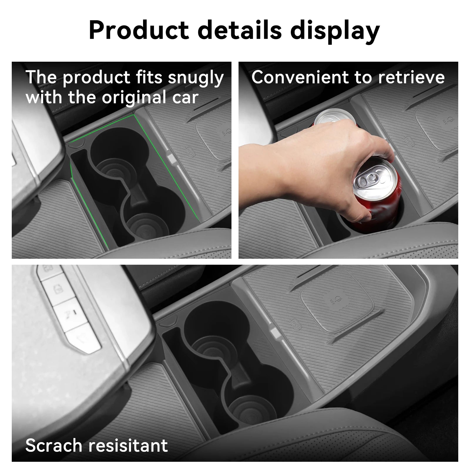 LUCKEASY for Kia EV3 EV4 2024-2026 Center Console Water Cup Holder Shock-Absorbing Storage Box TPE Car Interior Accessories