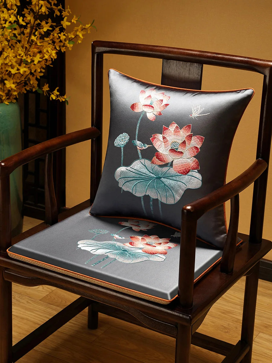 New Chinese-style Foam Chair Cushions Rosewood Sofa Cushion Cover Home Sponge Seat Cushions Embroidered Anti-slip Chair Cushions