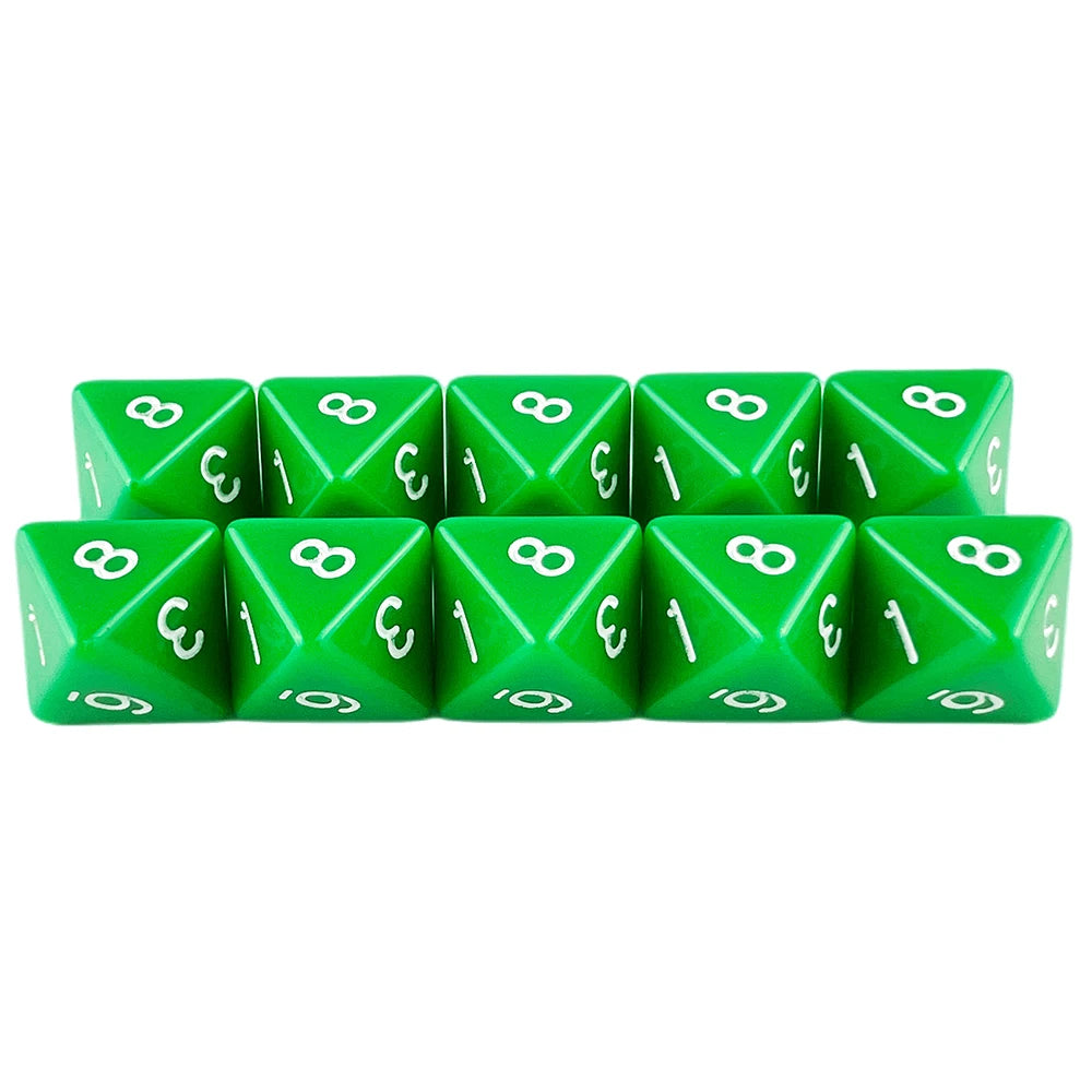 D8 Polyhedral Dice 15.5mm TRPG DND Digital Dice Game Set 8 Sides 10Pcs for Board Game