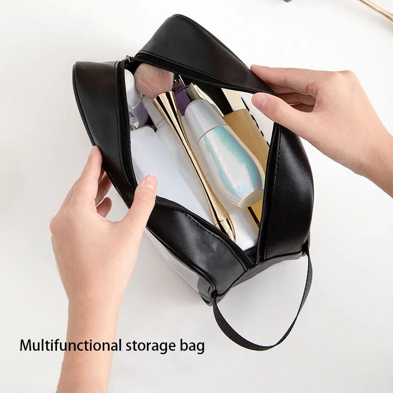 PVC Portable Travel Wash Makeup Bag Women's Cosmetic Bag Large-Capacity Transparent Waterproof Storage Box Organizer