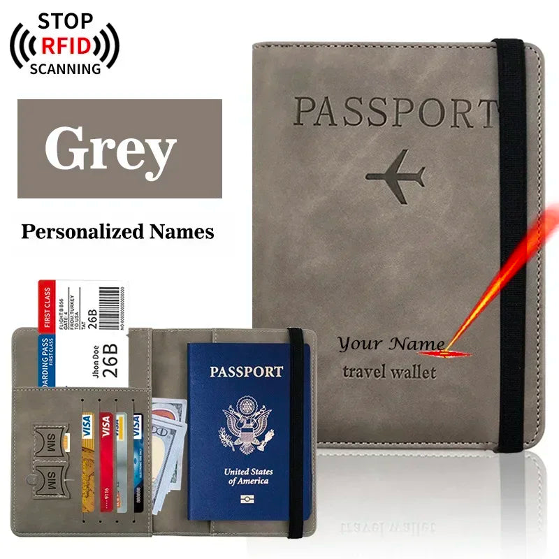 Designer Personalised Passport Cover Travel Document holders for Travel Business Elastic Band customised passport holder