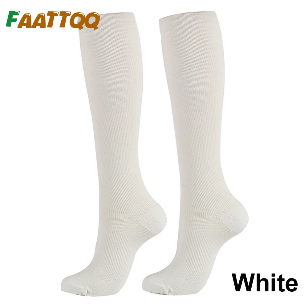 FAATTQQ 1Pair Compression Socks for Men & Women 15-20mmHg-Graduated Supports Socks for Soccer Travel Hiking Running Nurses