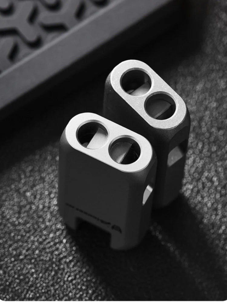 High Decibel Titanium Alloy Whistle Double Tube Whistle Outdoor Portable Survival Tool
