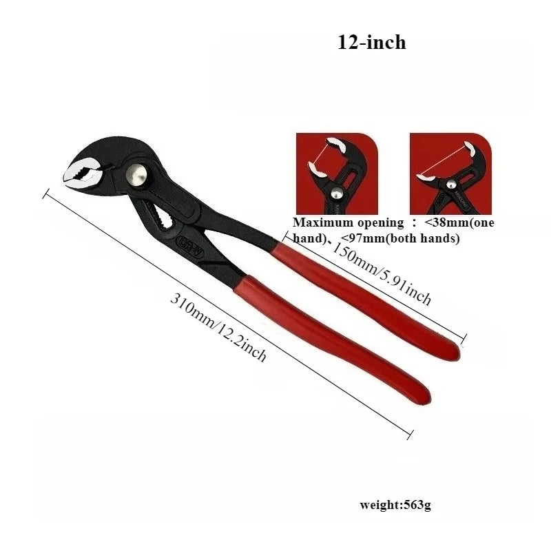 New 7/10/12 Inch Quick Adjust V Jaw Tongue & Groove Pliers, Universal Water Pump Pliers Heavy Duty Plumbing Tool for Pipe Work