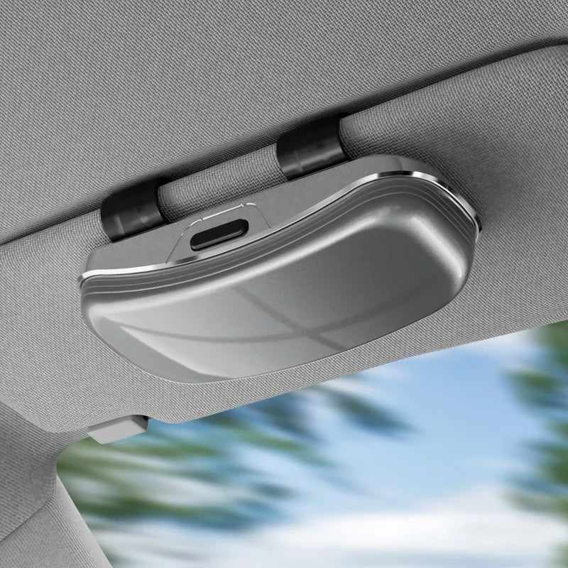 Luxury Car Glasses Case Universal Sun Visor Sunglasses Holder Box Anti Scratch Eyeglasses Protection Case One Hand Operation