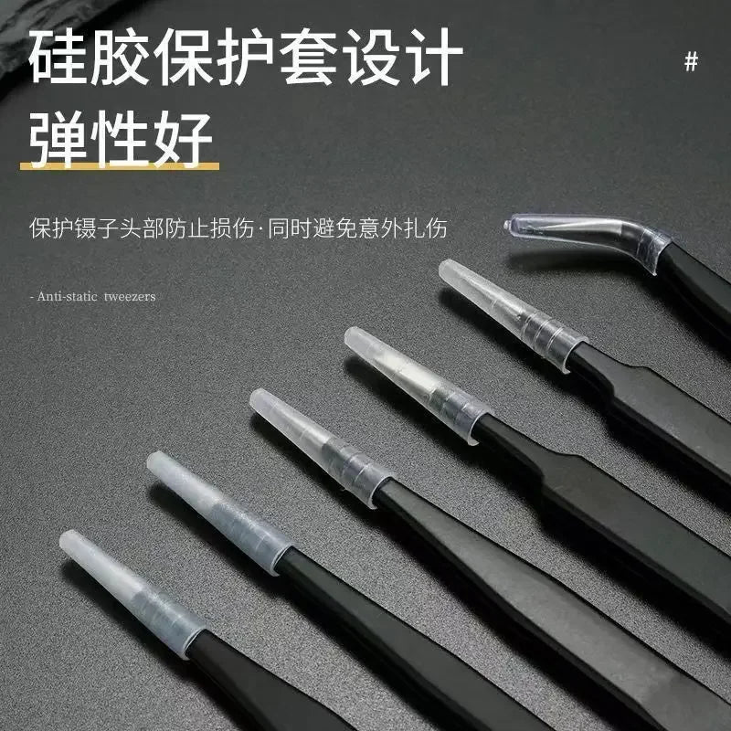 High precision small tweezers Anti static stainless steel pointed elbow tweezers Sewing machine maintenance clamp tweezers