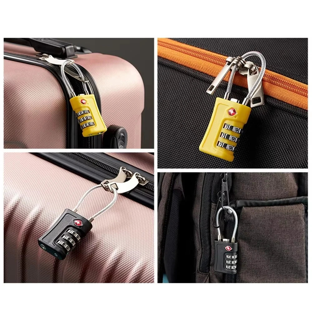 TSA Luggage Lock, Combination Padlock, 3 Digit Security Suitcase Lock Luggage Cord Lock with Cable for Travel Luggage Suitcase