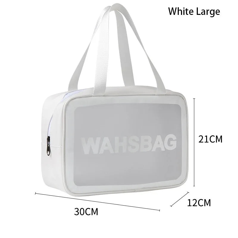 PVC Portable Travel Wash Makeup Bag Women's Cosmetic Bag Large-Capacity Transparent Waterproof Storage Box Organizer