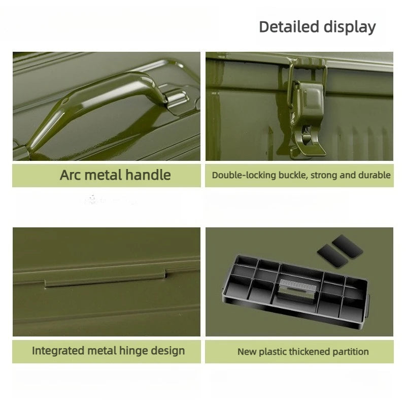 Heavy Duty Multipurpose Tool Box Iron Durable Storage Organizer Case for Workshop Home Outdoor Use Hardware Tool Storage