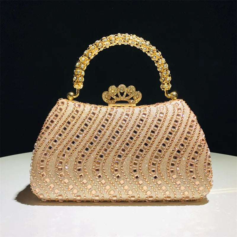 2025 Luxury Full Diamonds Evening Clutch Bag New Fashion Rhinestone Design High End Party Handbags Lady Trendy Shoulder Bag