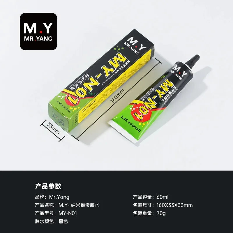 YCS MR.Yang N01/N02 Nano Glue 60ML Black/Transparent External Screen Rear Cover Warping Gluing Repair Specific Adhesive Sealant