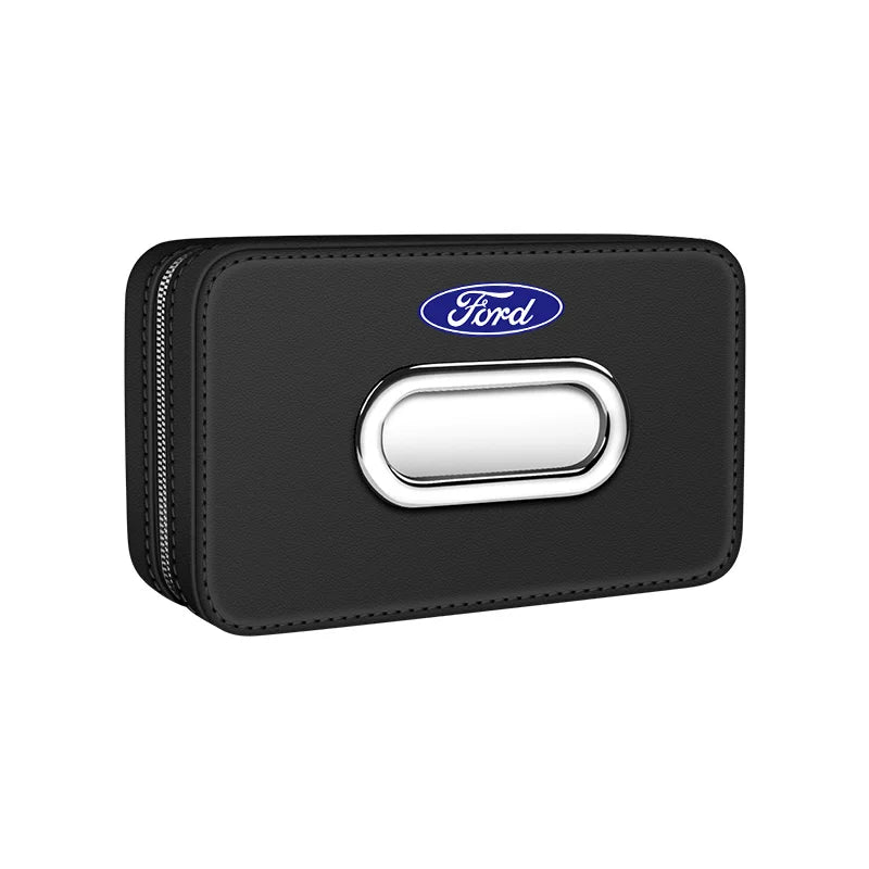 For Ford Mondeo Focus Explorer Escape Kuga Everest Bronco F-150 Ranger Transit Car-Mounted Leather Tissue Paper Storage Box
