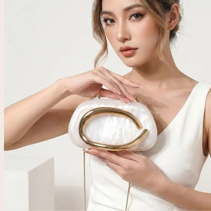Luxury Women\'s Acrylic Evening Clutch | Elegant Wedding Party Handbag with Secure Clasp
