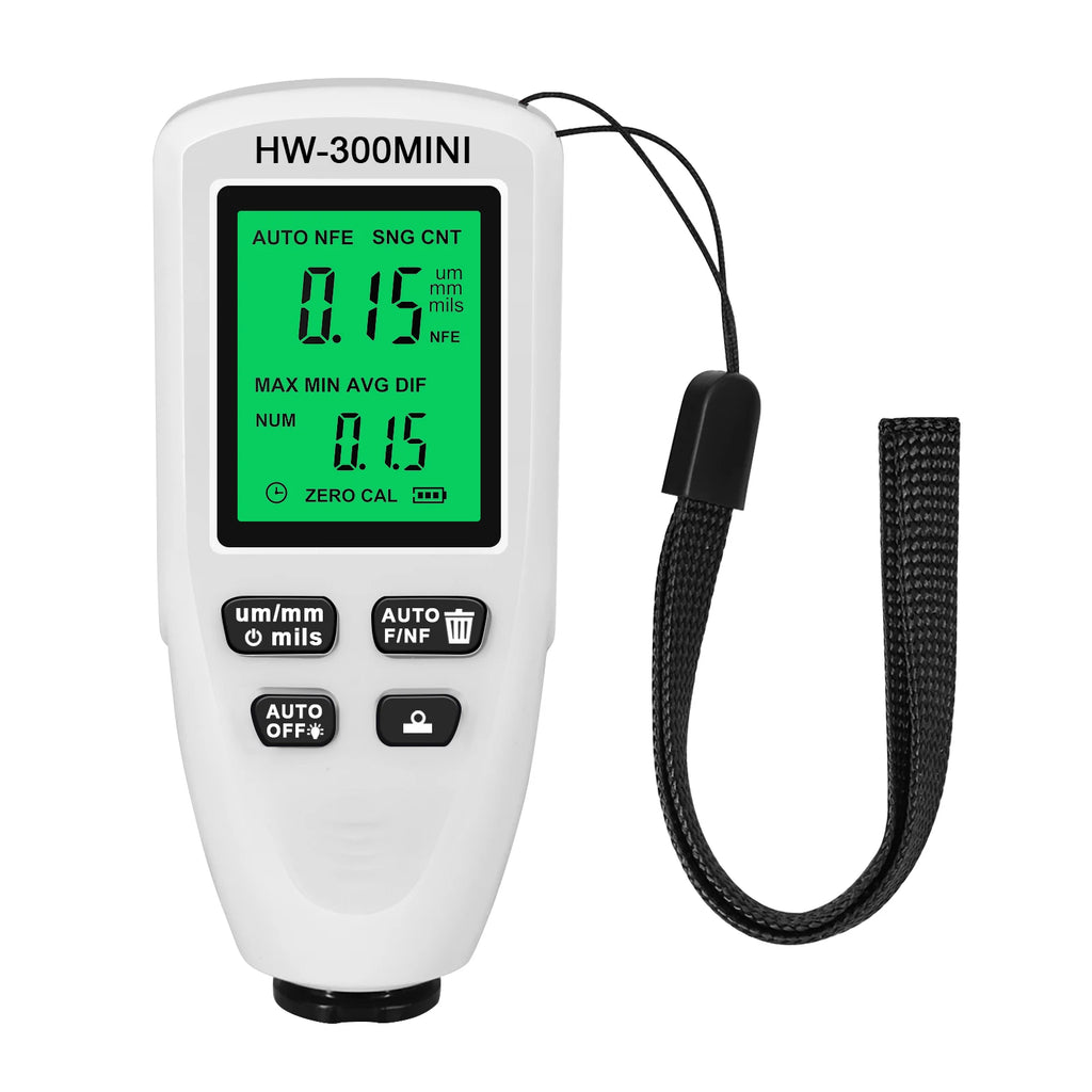 Car Paint Coating Thickness Gauge Electroplate Metal Coating Thickness Tester HW-300 0-2000UM Fe and NFe Film Automatical Tester