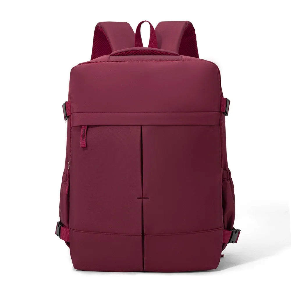 Large Capacity Travel Backpack Clamshell Opening Lightweight Daypack Side Compression Straps Separate Laptop Compartment