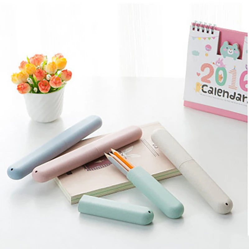Portable Toothbrush Storage Box with Drain Hole Travel Case for Cutlery Makeup Brushes