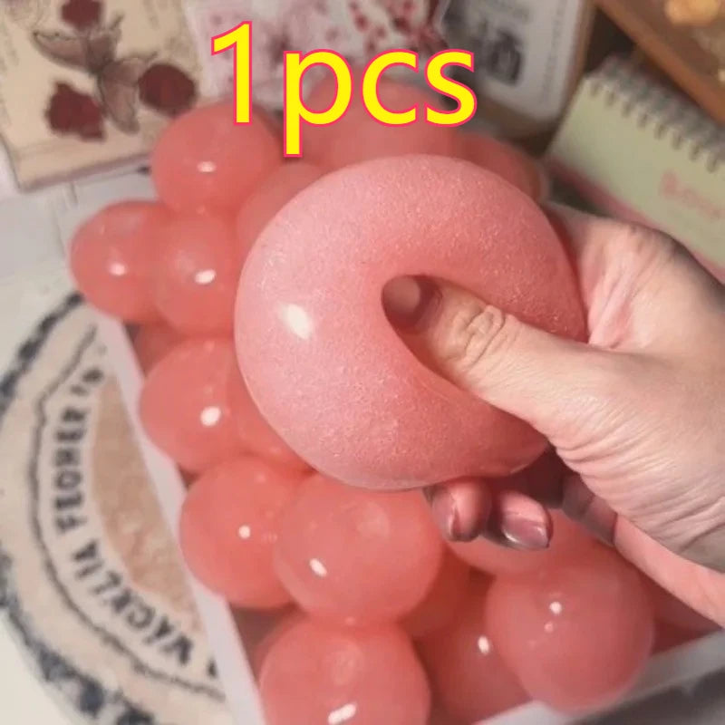 Handmade Peach Slushie Squishy Stress Ball Slow Rising Fidget Stress Ball Clear Jelly Sensory Ball Soft Stress Relief Toy