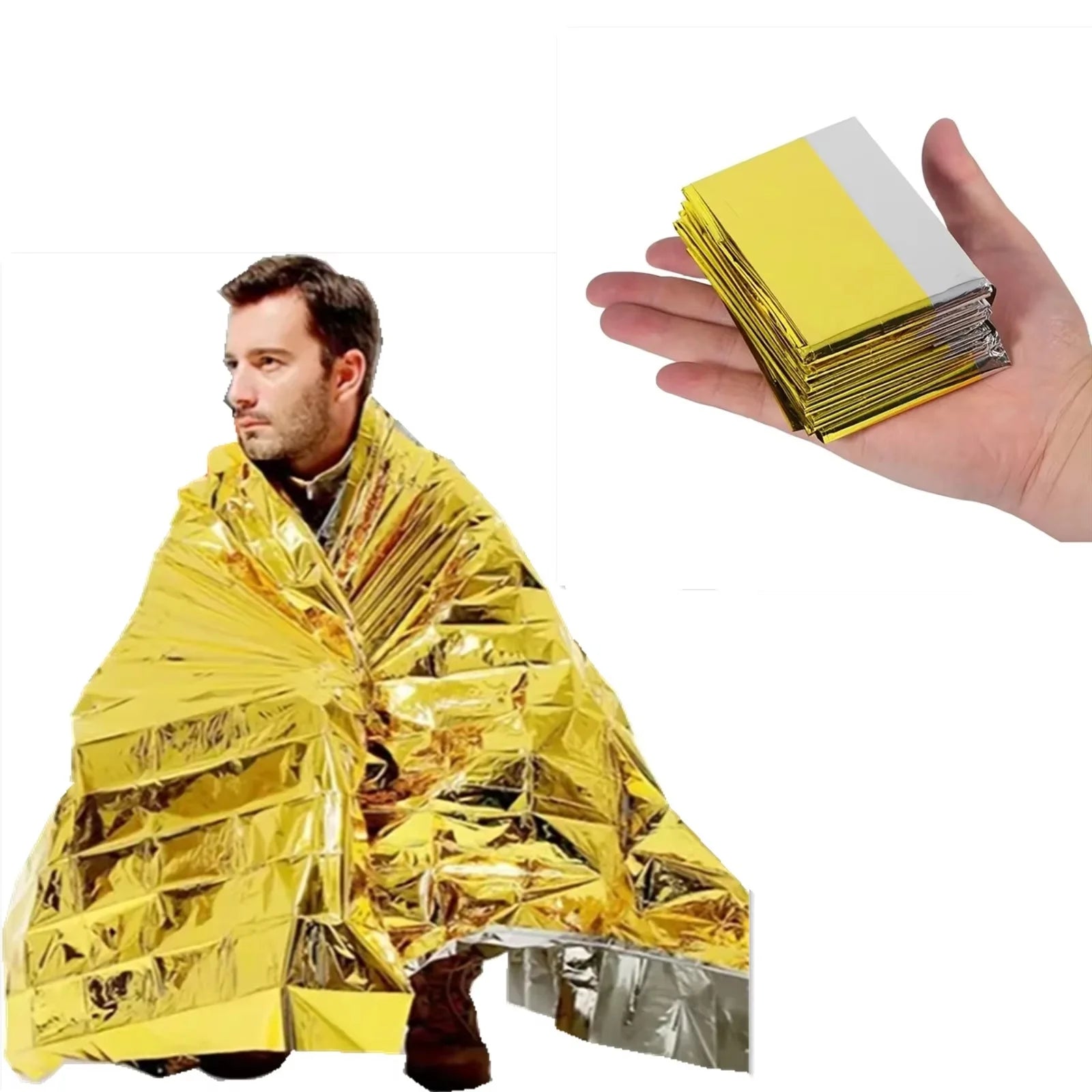 15-1Pcs Emergency Thermal Blanket Folding Waterproof Windproof Sunshade Rescue Blanket Outdoor Survive First Aid Camping Mat Pad