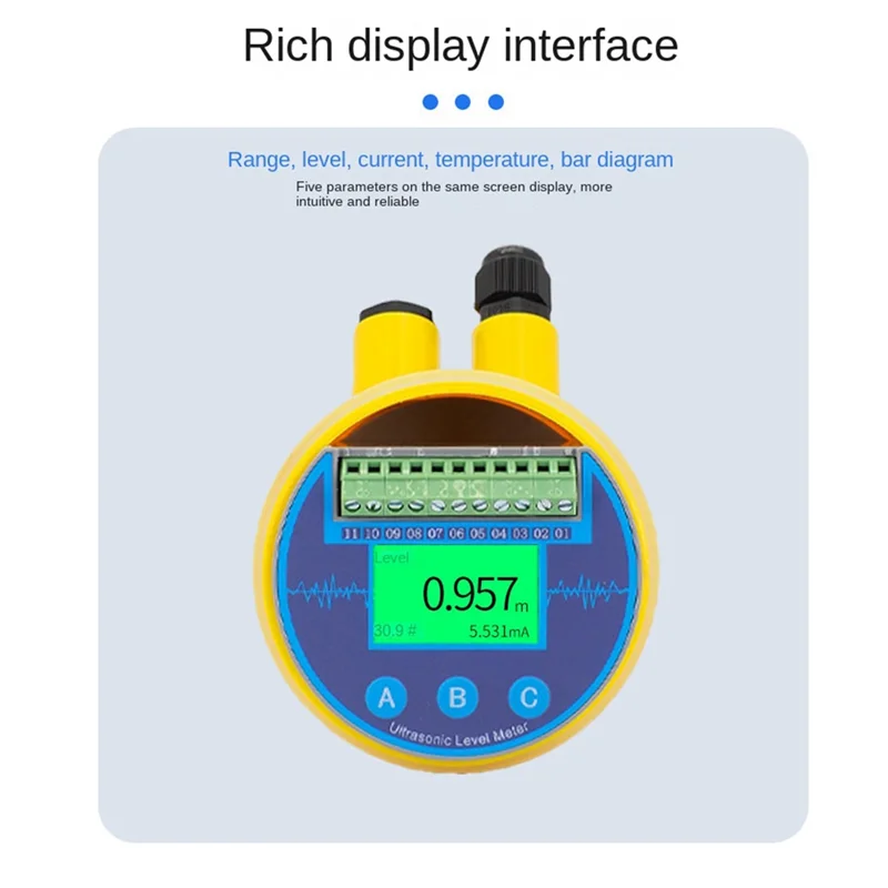 A84X-Ultrasonic Level Sensor Transmitter 4-20Ma Integrated Ultrasonic Water Level Meter Olive Oil Rs485 Relay